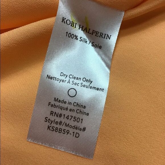 Kobi Halperin Eda Orange Peach Long Sleeve Silk Tie Front Blouse Size Small - Picture 6 of 7